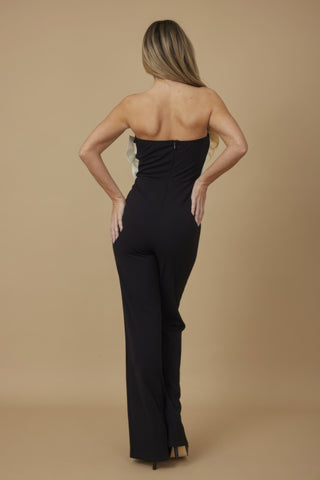 Hot Girl Buckle Accent Strapless Jumpsuit In Black - Hot Girl Apparel