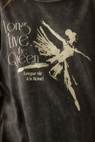 Hot Girl Long Live The Queen Ballerina Graphic Tee In Charcoal - Hot Girl Apparel