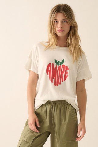 Hot Girl Amore Garment-Washed Fruit Graphic Tee In Ivory - Hot Girl Apparel