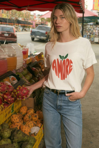 Hot Girl Amore Garment-Washed Fruit Graphic Tee In Ivory - Hot Girl Apparel