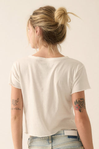 Hot Girl My Own Muse Vintage Wash Cropped Graphic Tee In White - Hot Girl Apparel