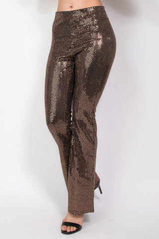 Hot Girl Sequined Fit & Flare Midrise Pants In Brown