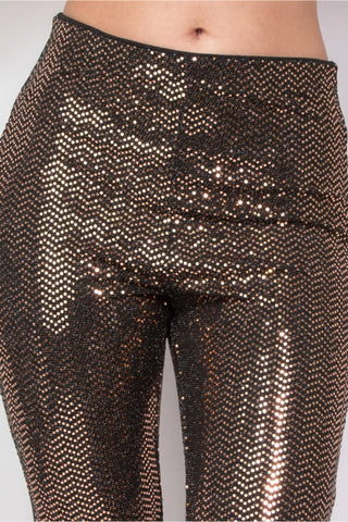 Hot Girl Sequined Fit & Flare Midrise Pants In Brown