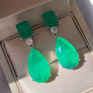 Hot Girl Pear Shaped Emerald Large Drop Earrings - Hot Girl Apparel