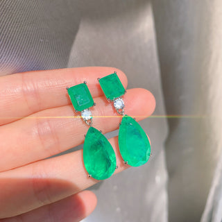 Hot Girl Pear Shaped Emerald Large Drop Earrings - Hot Girl Apparel