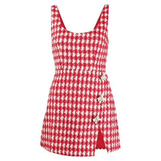 Hot Girl Polly Red Plaid Tweed Dress - Hot Girl Apparel