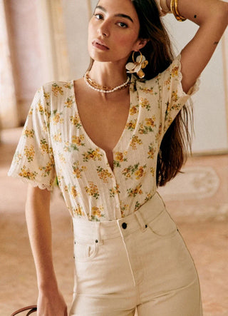 Hot Girl French Floral Short Sleeve Top - Hot Girl Apparel