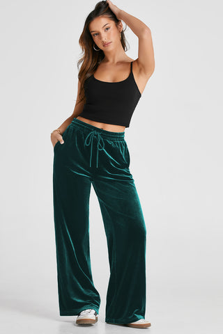 Hot Girl Velour Drawstring Wide Leg Sweatpants