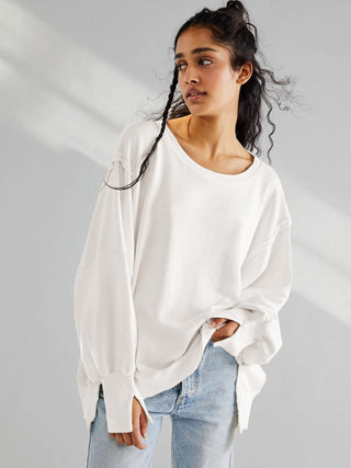 Hot Girl Exposed Seam Loose Fit Long Sleeve T-Shirt