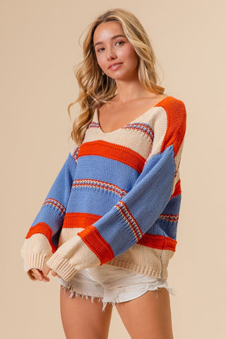 Hot Girl All American Striped Scoop Neck Sweater