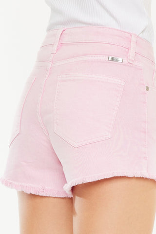 Hot Girl X Kancan Raw Hem High Waist Denim Shorts In Pink