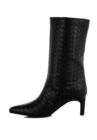 Hot Girl X London Rag Mentha Woven Faux Leather Boots