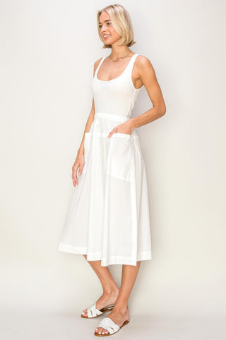 Hot Girl HYFVE Mixed Media Midi Tank Dress In White