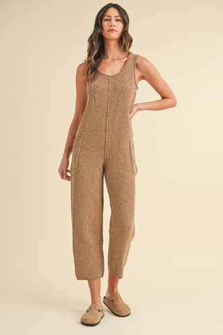 Hot Girl MABLE Sleeveless Knit Crop Jumpsuit With Pockets