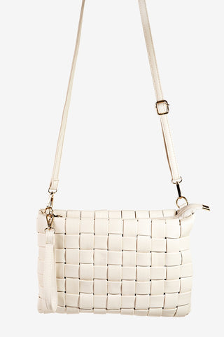 Hot Girl Fame Faux Leather Basket Weave  Crossbody Bag