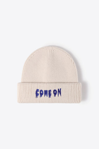 Hot Girl COME ON Embroidered Knit Beanie