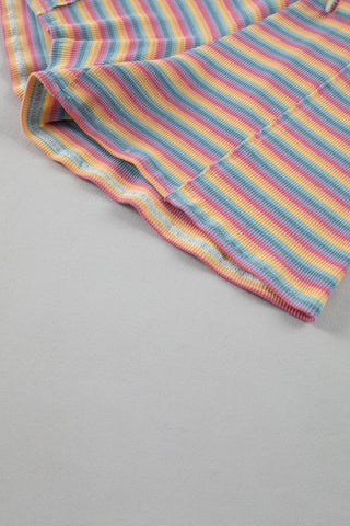 Hot Girl Rainbow Striped Top and Shorts Lounge Set