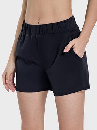 Hot Girl Elastic Waist Active Shorts With Pockets - Hot Girl Apparel