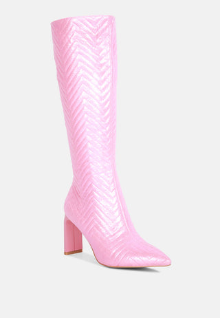 Hot Girl X London Rag Quilted Italian Block Heel Calf Boots