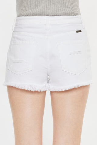 Hot Girl X Kancan Raw Hem Distressed Denim Shorts In White