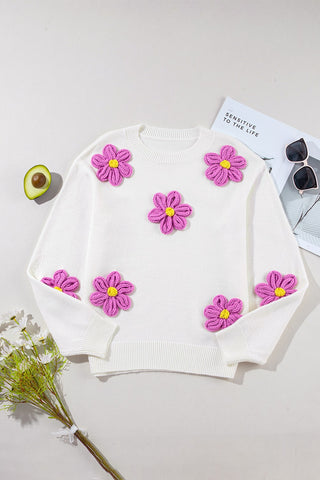 Hot Girl Crochet Flower Sweater