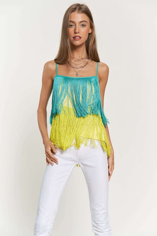 Hot Girl So Fetch Fringe Layered Cami Top