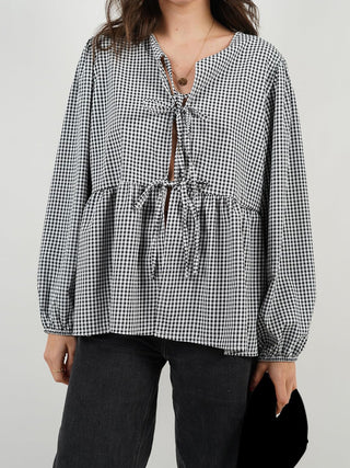 Hot Girl Bridget Bow Tied Long Sleeve Blouse