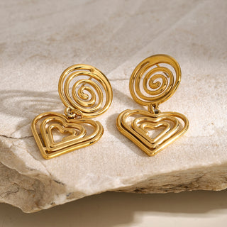 HGA Twisted Heart Gold Statement  Earrings