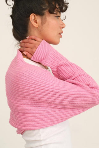 Hot Girl HYFVE Ribbed Knit Bolero Cardigan Sweater In Pink