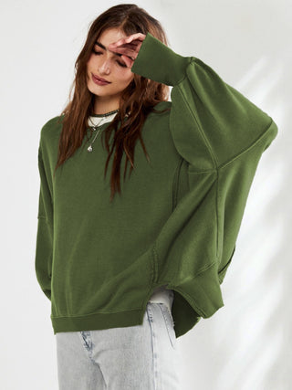 Hot Girl Exposed Seam Loose Fit Long Sleeve T-Shirt