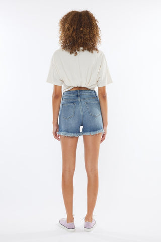 Hot Girl X Kancan High Rise Frayed Hem Denim Shorts - Hot Girl Apparel