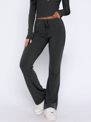 Hot Girl Henley Long Sleeve Top and Pants Two Piece Lounge Set