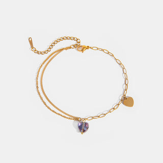 HGA Crystal Heart Anklet Bracelet In Gold