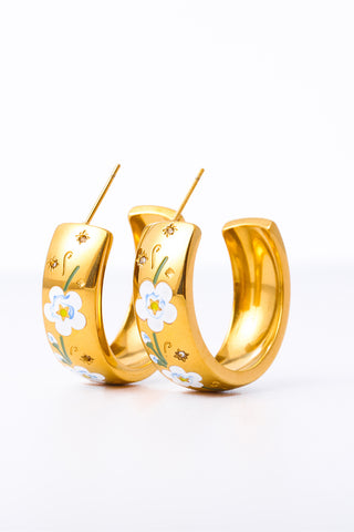 Hot Girl 18K Gold Plated Floral C- Hoop Earrings - Hot Girl Apparel