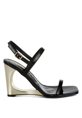 Hot Girl X London Rag Ladra Metallic Fantasy Wedge Heel Sandals In Black