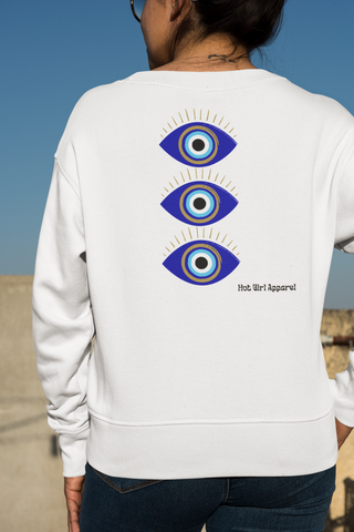 Hot Girl Evil Eye Organic Embroidered Sweatshirt - Hot Girl Apparel