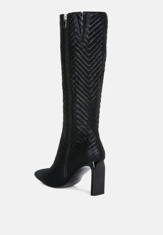 Hot Girl X London Rag Quilted Italian Block Heel Calf Boots