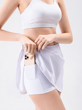 Hot Girl Tied High Waist Active Skort with Pockets