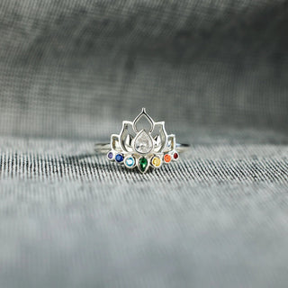 HGA Sterling Silver Rainbow Lotus Ring