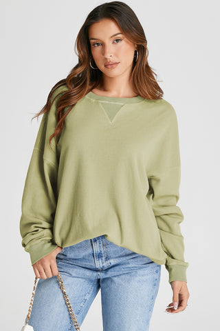 Hot Girl Waffle Knit Contrast Trim Sweatshirt