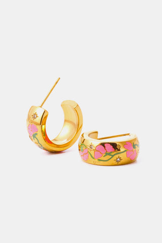 Hot Girl 18K Gold Plated Floral C- Hoop Earrings - Hot Girl Apparel