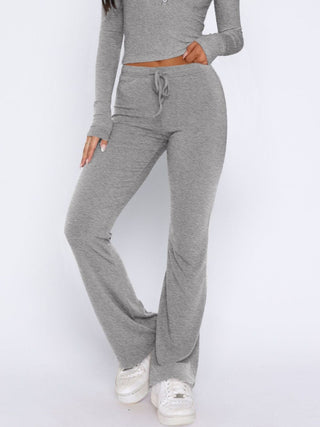 Hot Girl Henley Long Sleeve Top and Pants Two Piece Lounge Set