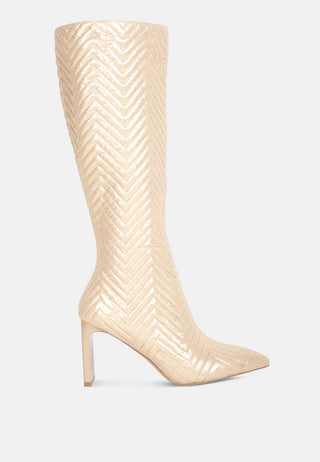 Hot Girl X London Rag Quilted Italian Block Heel Calf Boots