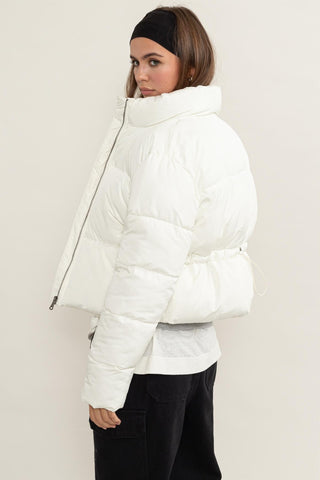 Hot Girl HYFVE Quilted Drawstring Classic Cropped Puffer Jacket In White