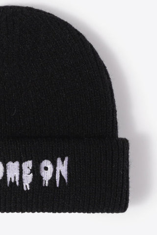 Hot Girl COME ON Embroidered Knit Beanie