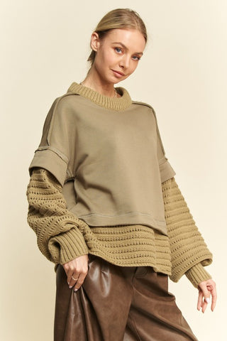 Hot Girl X Davi & Dani Faux Layered Sweater In Olive