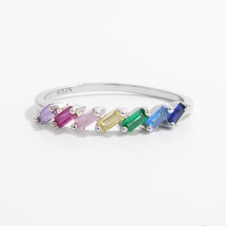 HGA Sterling Silver Rainbow Contrast Ring