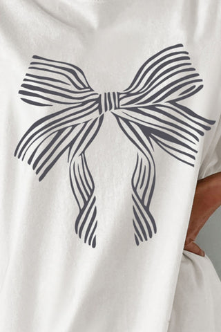 Hot Girl Just A Bow Oversized Cotton Graphic Short Sleeve Tee