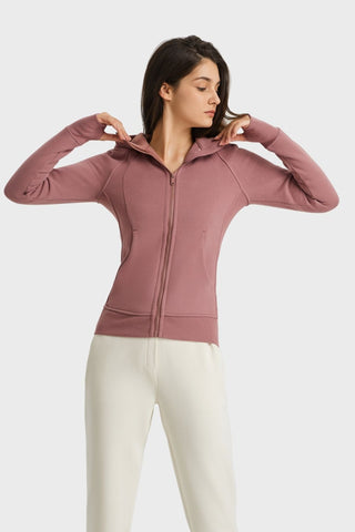 Hot Girl STRETCH  Zip Up Seam Detail Hooded Sports Jacket - Hot Girl Apparel