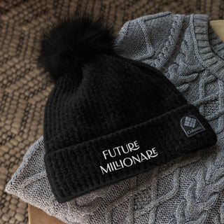 Hot Girl X Columbia Future Millionaire Pom-Pom Beanie In Black